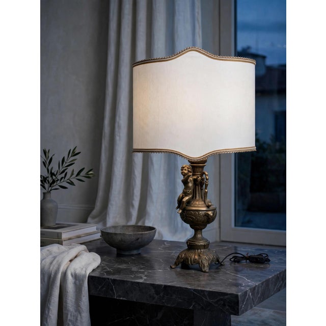 Liberty Brass Lamp with Putto, 1900s For Sale - Image 4 of 7