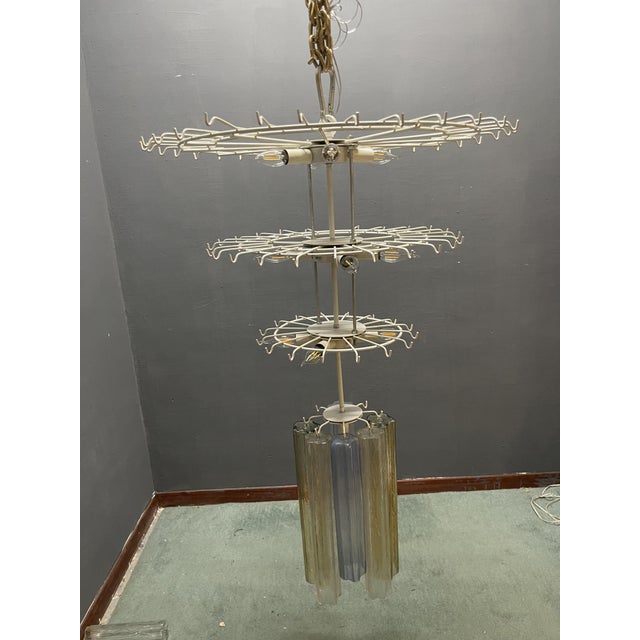 Mid-Century Modern Large Murano Glass Tronchi Tube Chandelier, 1980s For Sale - Image 3 of 13