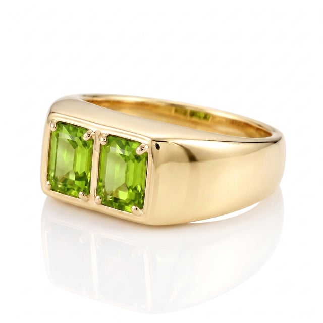 Exude fresh modern elegance with this thick-banded flush ring, expertly crafted with smooth contours that showcase two...
