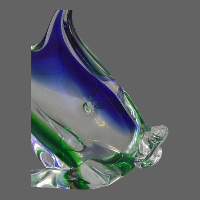 Mid-Century Modern Vintage Italian Hand-Blown Art Glass Fish Figurine For Sale - Image 3 of 8