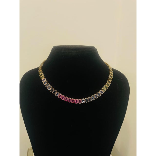 Elegant 18k Gold Necklace With 74.67ct Multi Sapphire, New Design For Sale - Image 4 of 6