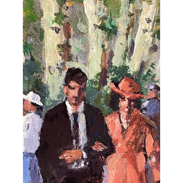 Lunch Time in Provence by Jan S. Haughom | Acrylic Painting of people dining outdoors in a café For Sale - Image 4 of 4