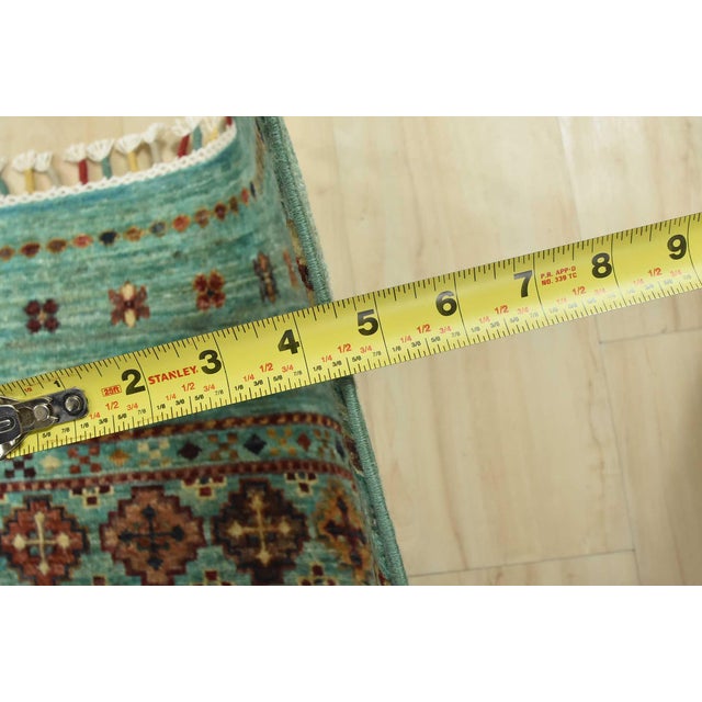 Fine Khorjin Rug 7’9” X 11’3” Blue Wool Tribal Hand-Knotted Oriental Carpet For Sale - Image 13 of 15