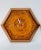 Mid-Century Modern 1960's Hexagon Wood & Tooled Leather Wall Clocks – Working Pair For Sale - Image 3 of 16