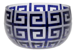 Greek Key Small Round Bowl, Ink