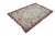 Vintage floral rose needlepoint textile rug featuring burgundy / red, green, pink, tan and light gray / blue. Dimensions:...