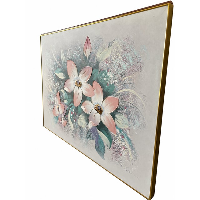 Textile 1990s Signed E. Lee “Spring Flowers” Textured Acrylic Painting by Windsor Art For Sale - Image 7 of 11