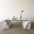 A vintage 1980s Postmodern marble coffee table with a sculptural form, consisting of two marble base pieces and a new...
