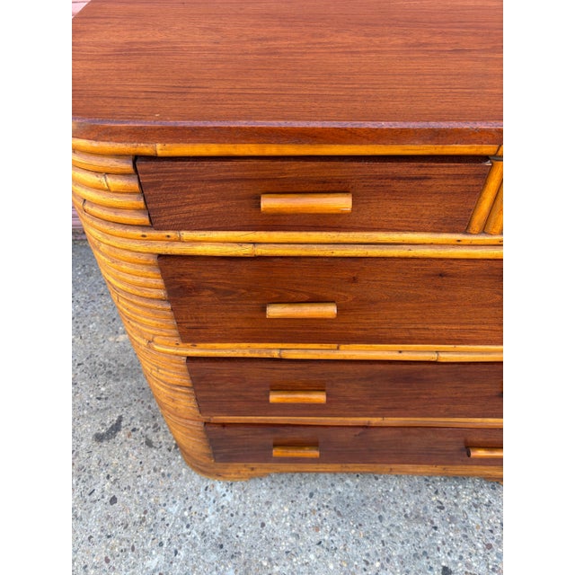 Art Deco Paul Frankl Style Split Bamboo Dresser For Sale - Image 3 of 12