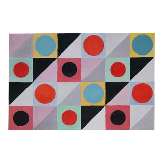 2022, Constructivist Bauhaus, Acrylic Painting of " Colored Geometric Amphora Ii", Acrylic Painting on Watercolor Paper by Natalia Roman For Sale