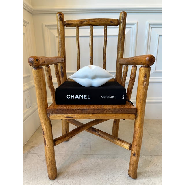 Vintage Handmade Small Size Rustic Carved Log Wood Chair For Sale - Image 14 of 18