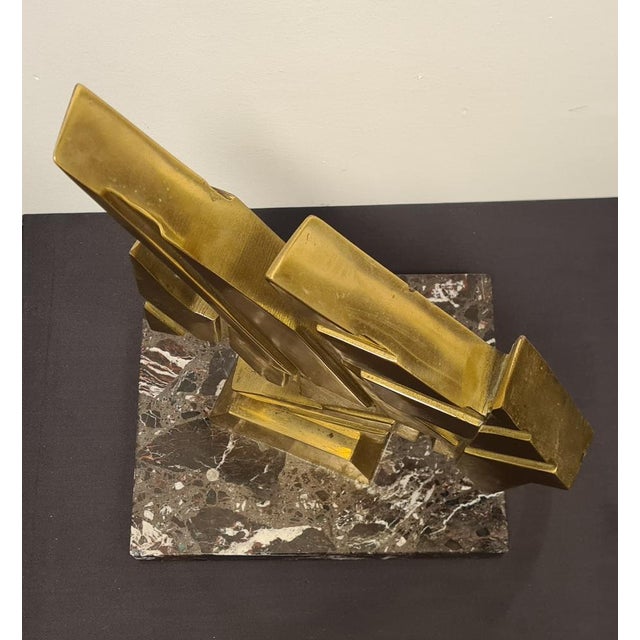 1980s Giuseppe Banfi, Abstract Sculpture, 1988, Brass & Marble For Sale - Image 5 of 15