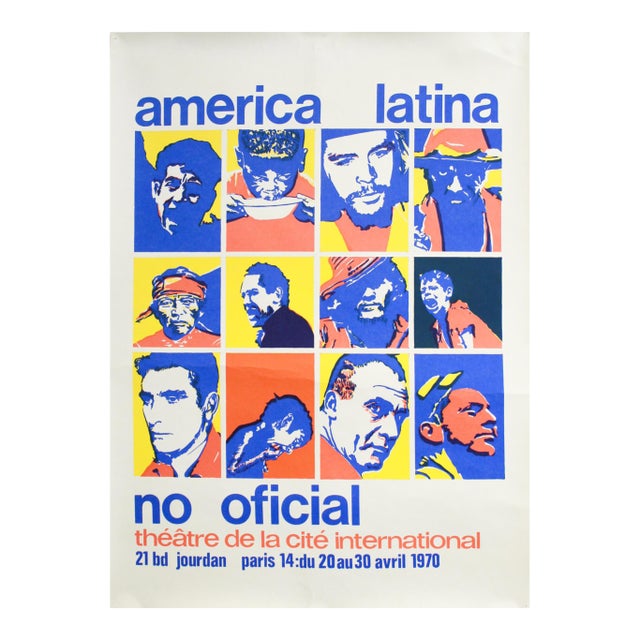1970 French Theater Poster - America Latina, No Oficial For Sale