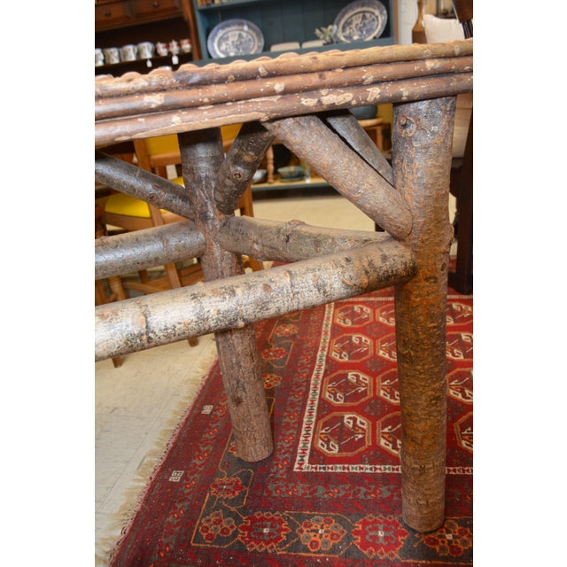 Vintage Hand Crafted Adirondack Style Log Wood Console Hall / Sofa Table - Angled Edge For Sale - Image 10 of 17
