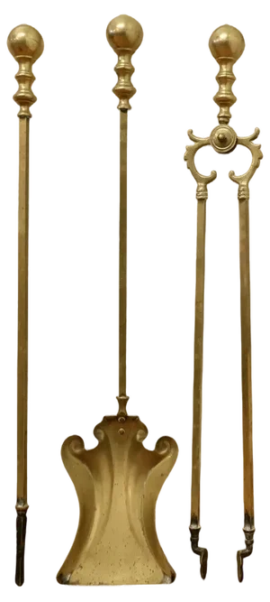 Fireside Tools in Brass, 1890s, Set of 3