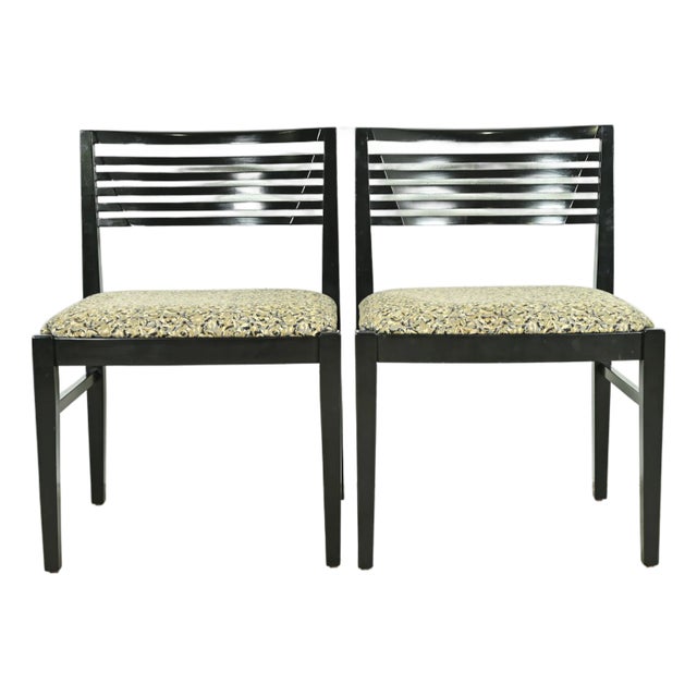 Knoll Postmodern Black Lacquered Ricchio Side Chairs or Dining Chairs, Pair For Sale
