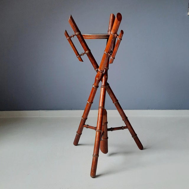 Brown French Faux Bamboo Plant Stand, 1900s For Sale - Image 8 of 8