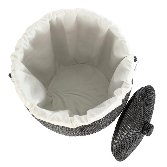 Boho Chic Artifacts Saboga Home Rattan Beehive Laundry Hamper with Liner For Sale - Image 3 of 3