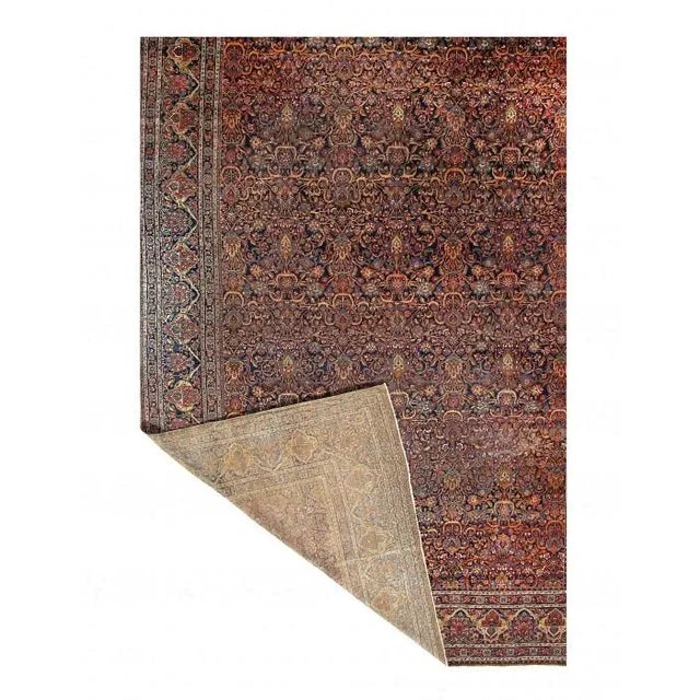 Traditional Late 20th Century Navy Blue Persian Antique Kashan For Sale - Image 3 of 12