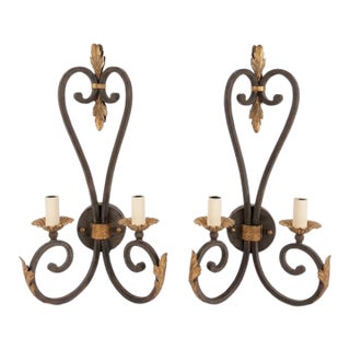 Vintage Fine Art Handcrafted Lighting Wall Light Sconce, Gilded Accents For Sale