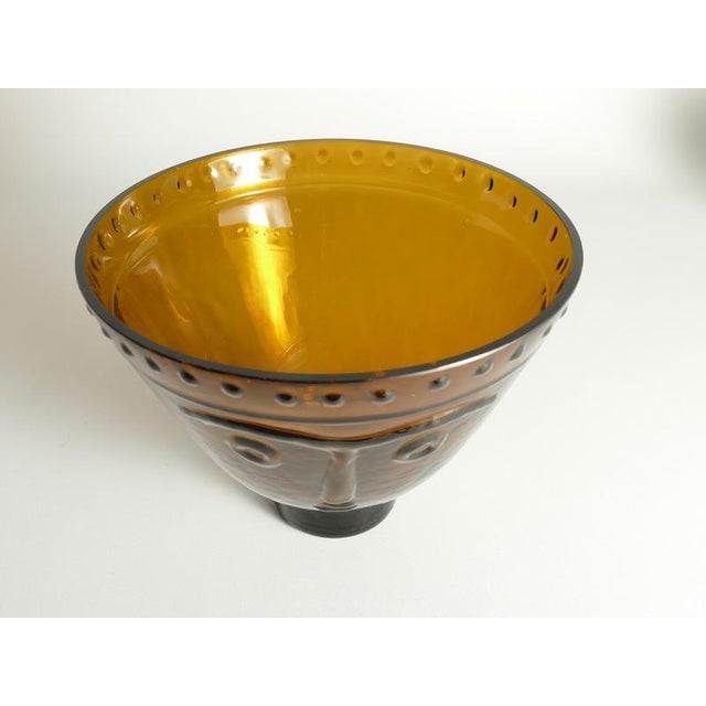 Brown Glass Bowl with Face Motif by Wiktor Berndt for Flygfors, Sweden, 1960s For Sale - Image 13 of 14