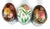 Beautifully detailed hand painting is perfectly shown on all three of these colorful wooden eggs. No mark of where these...