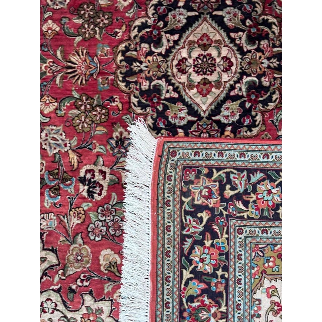 Elegant Qom rug made of 100% silk in classic style, vintage, freshly washed, handmade