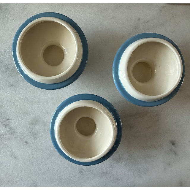 Set of 3 Vintage Ceramic Canisters With Hand Painted Quilted Star Pattern For Sale - Image 9 of 11