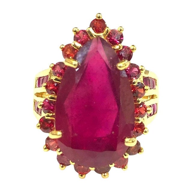 Bochic "Orient" Natural Multi Ruby Vintgae Cocktail Ring Set In 18K Gold &Silver For Sale - Image 15 of 18