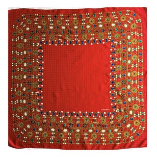 Chanel Jewelry Gripoix Silk Scarf 1980 For Sale