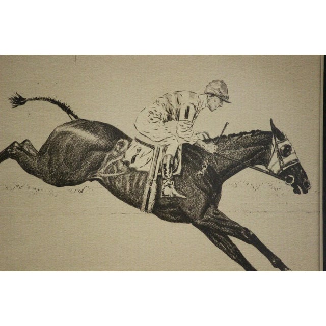Classic Paul Desmond Brown (1893-1958) c1930s drypoint etching depicting a gentleman jockey aboard steeplechaser #1...