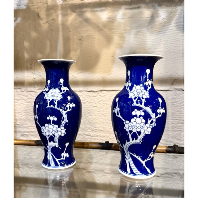 Chinese Pair Chinese Porcelain Cobalt Vases, Early 20th Century For Sale - Image 3 of 8