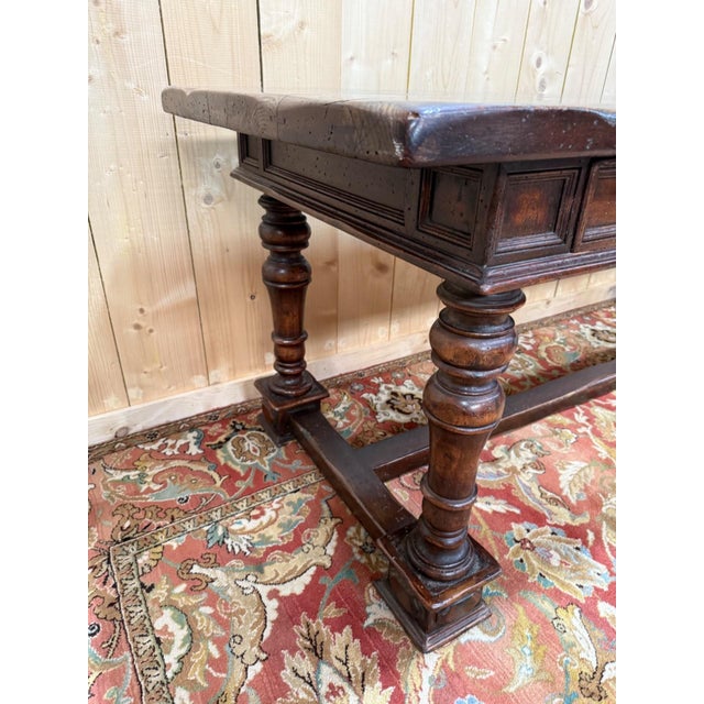 Brown Louis XVI Style Dining Table in Walnut For Sale - Image 8 of 10