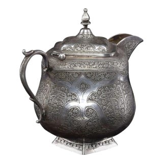 1950s Moorish-Style Engraved Sterling Silver Teapot, 316 G For Sale