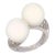 French Vintage Cultured Pearl Diamond 18k White Gold Toi Et Moi Ring, Size 6.5 For Sale