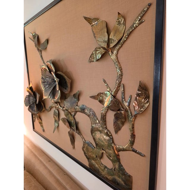 Mid 20th Century Brutalist Floral Brass Wall Sculpture For Sale - Image 6 of 16