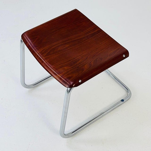 Wood Mid-Century Bauhaus B37 Stool by Mart Stam for Bremshy, 1960s For Sale - Image 7 of 11
