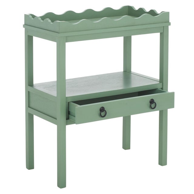 Darlyn Scalloped Rectangle Accent Table in Sage For Sale In Philadelphia - Image 6 of 8