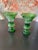 Pairs of Bohemian style vases. Beautiful green avocado color. The height is 7 inches and the top of the vase is 7 inches...