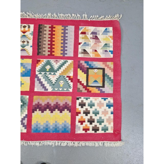 Vintage Abstract Kilim Wall Hanging Rug, 1960s For Sale - Image 4 of 5