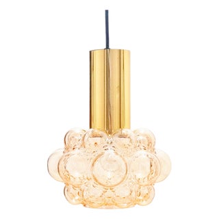 Mid-Century Modern Amber Bubble Glass Pendant by Helena Tynell for Limburg, Germany, 1960s For Sale