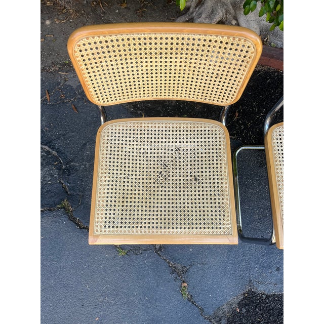 Mid-Century Modern Vintage 1980s Cesca Style Chairs - A Pair in the Style of Marcel Breuer For Sale - Image 3 of 7
