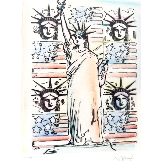 Abstract Late 20th Century Peter Max "God Bless America" Hand-Colored Etching With Remarques, Signed Limited Edition For Sale - Image 3 of 13