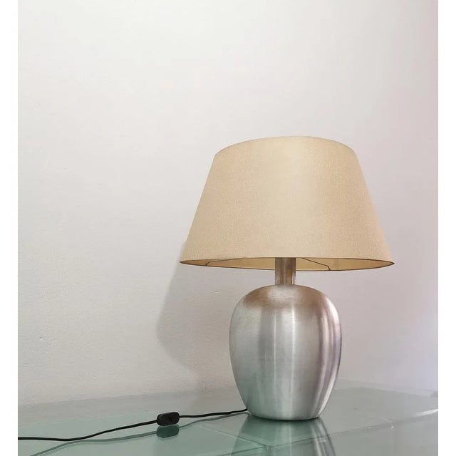 Table Lamp in Brushed Aluminum & Italian Fabric, 1970s For Sale - Image 12 of 12