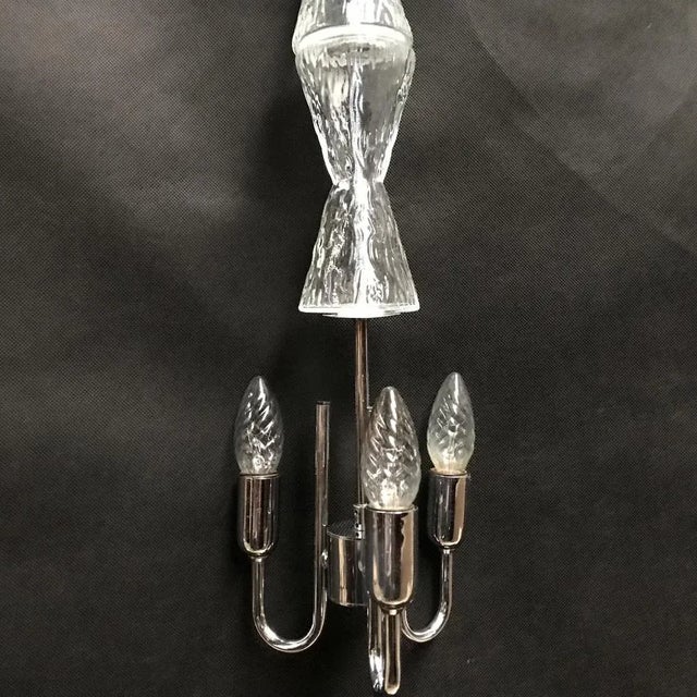Glass and Chrome Chandelier, 1970s For Sale - Image 13 of 13