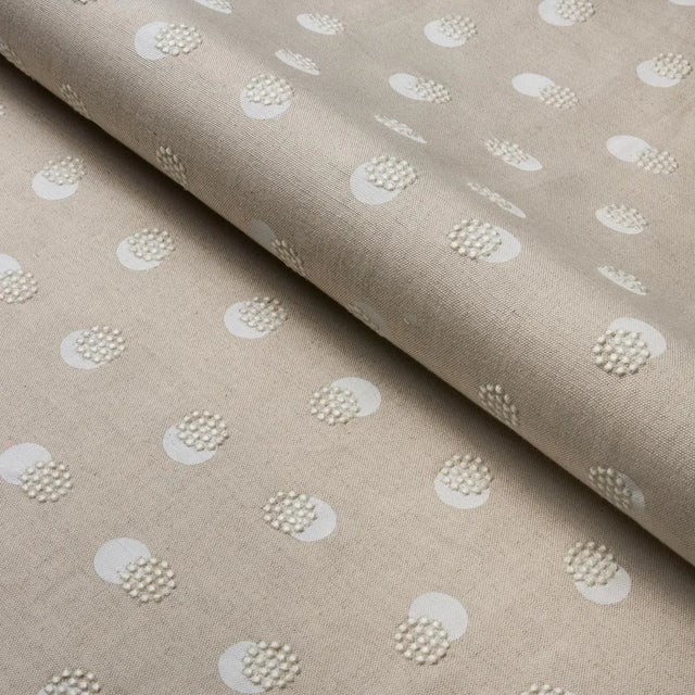 Contemporary Sample - Schumacher Taylor Embroidery Fabric in Ivory on Natural For Sale - Image 3 of 4