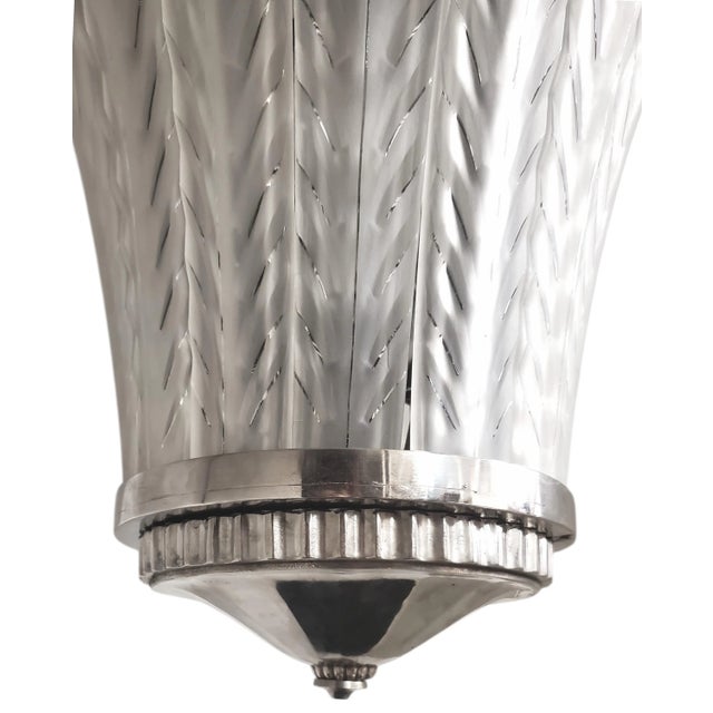 Antique White Early 20th Century Very Large French Art Deco Two Tier Frosted Art Glass Sabino Chandelier For Sale - Image 8 of 18