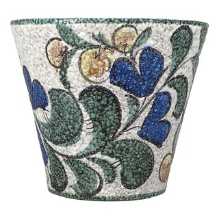 Flower Pot with Floral Decoration by Ruscha Keramik, West Germany, 1960s For Sale