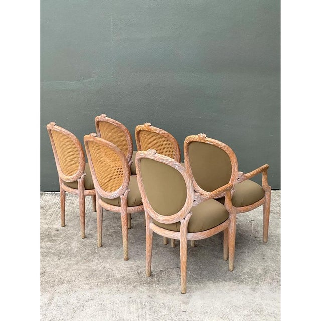 Late 20th Century Vintage Carved Faux Bois Dining Chairs - Set of 6 For Sale - Image 5 of 12