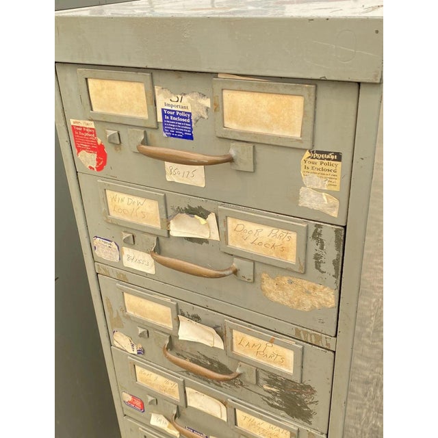Vintage Columbia Steel Equip Gray Metal 10 Drawer Industrial File Cabinet (A) For Sale - Image 10 of 15